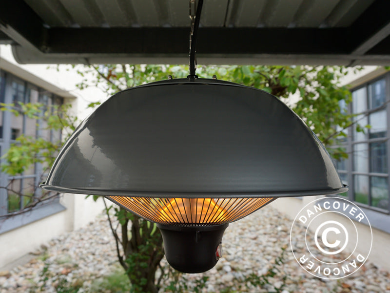 Hengende terrassevarmer NAURU w/FK, 500/1000/1500W, Sølvfarget