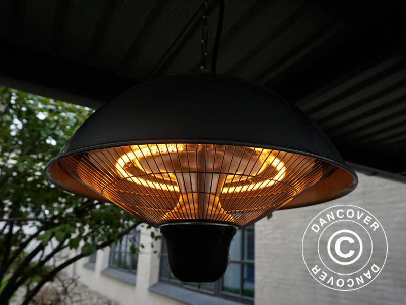 Hengende terrassevarmer NAURU w/FK, 500/1000/1500W, Sølvfarget