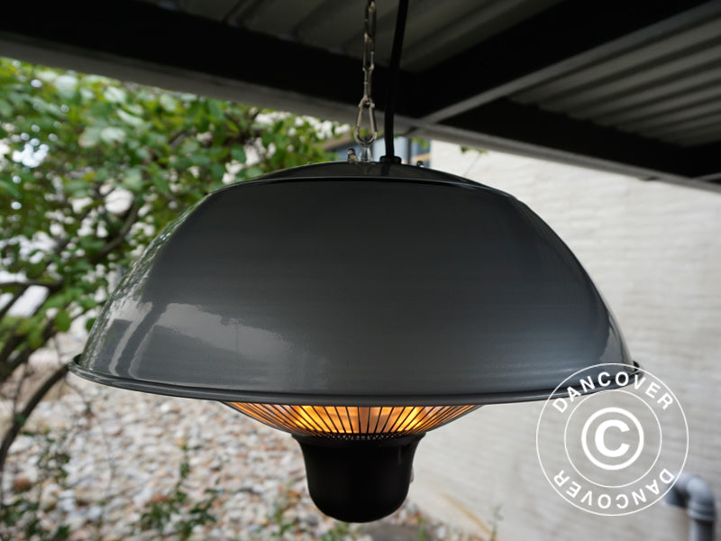 Hengende terrassevarmer NAURU w/FK, 500/1000/1500W, Sølvfarget