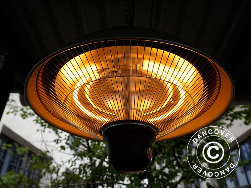 Hengende terrassevarmer NAURU w/FK, 500/1000/1500W, Sølvfarget