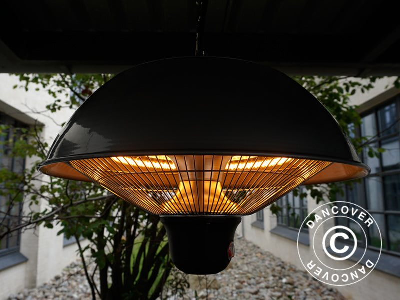 Hengende terrassevarmer NAURU w/FK, 500/1000/1500W, Sølvfarget