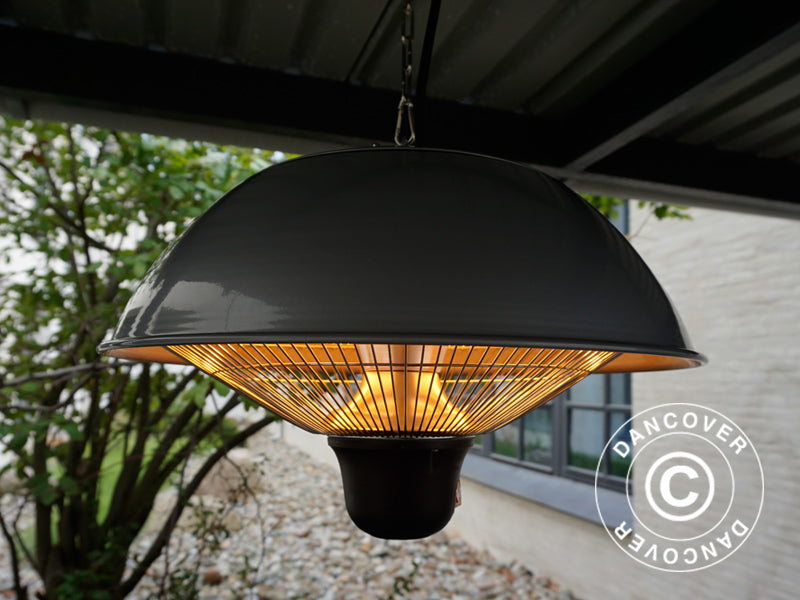 Hengende terrassevarmer NAURU w/FK, 500/1000/1500W, Sølvfarget