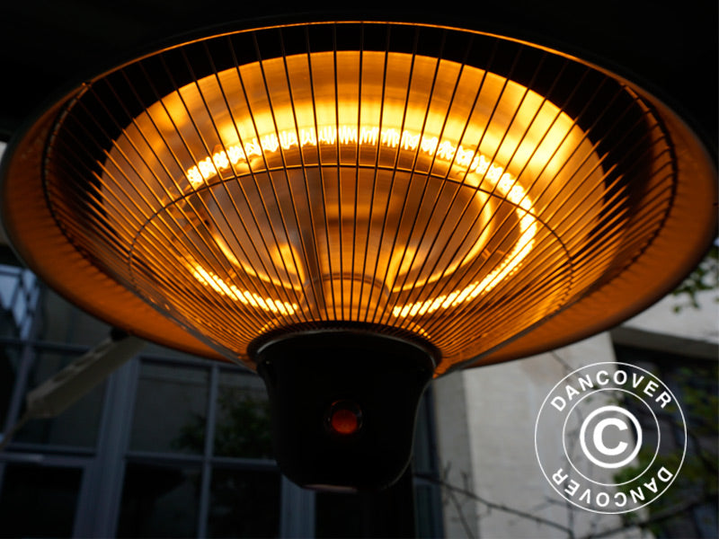 Hengende terrassevarmer NAURU w/FK, 500/1000/1500W, Sølvfarget