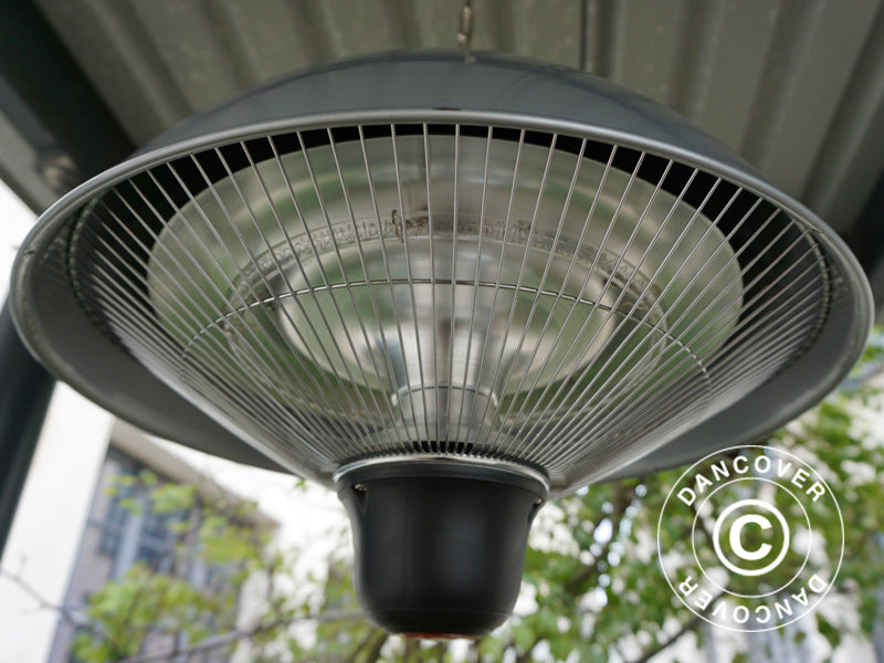 Hengende terrassevarmer NAURU w/FK, 500/1000/1500W, Sølvfarget