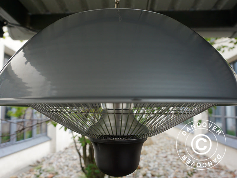 Hengende terrassevarmer NAURU w/FK, 500/1000/1500W, Sølvfarget