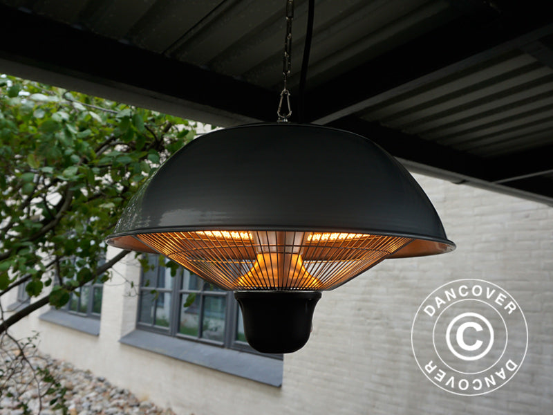 Hengende terrassevarmer NAURU w/FK, 500/1000/1500W, Sølvfarget