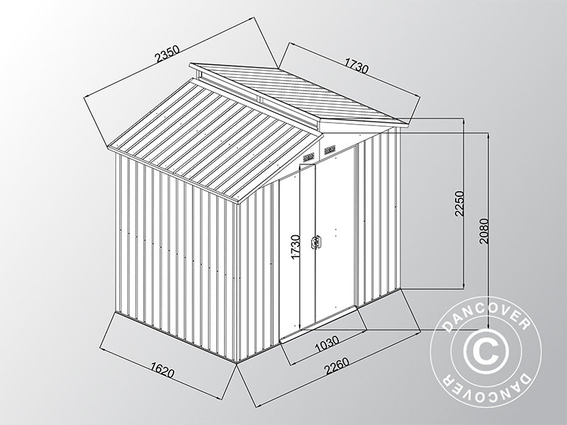 Redskapsbod m/skylight 2,35x1,73x2,25m ProShed®, Antrasitt