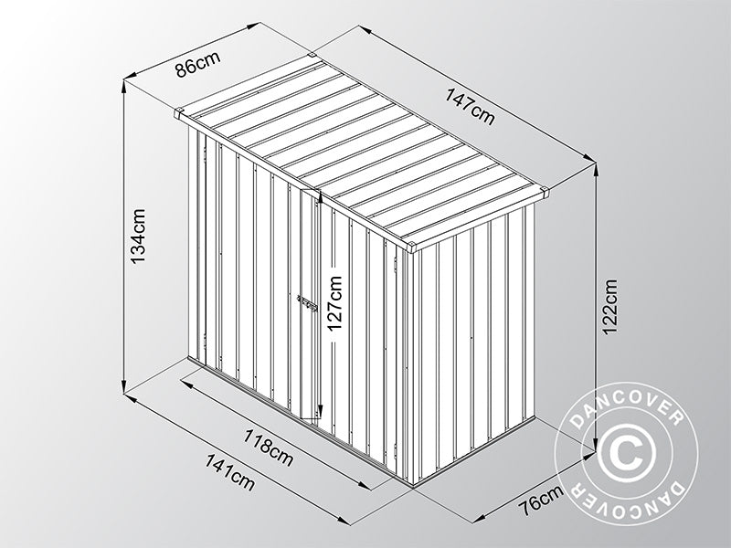 Redskapsbod, metallskap 1,47x0,86x1,34m, 1,26m², ProShed®, Antrasitt