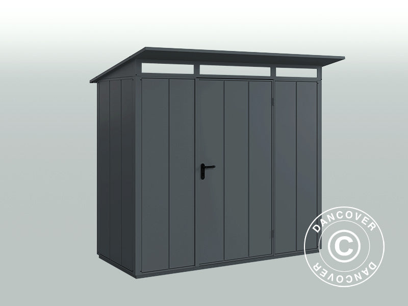 Redskapsbod i metall m/skråtak, Hörmann Elegant Typ1, 2,48x1,53x2,29m, Antrasitt