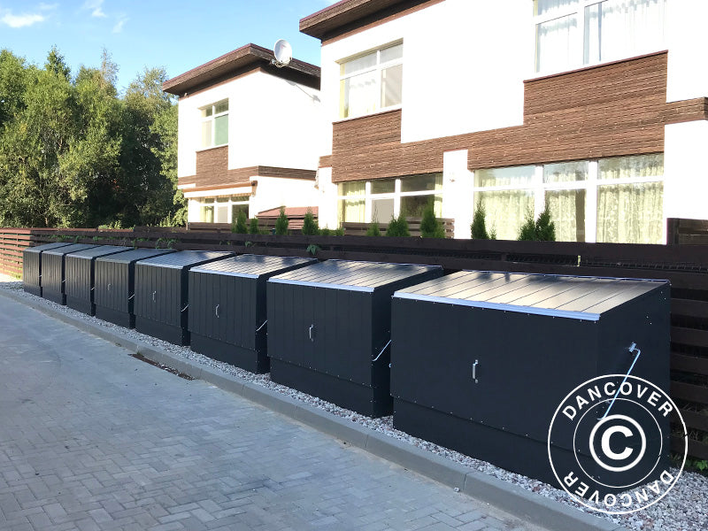 Sykkelskur, Bicycle Storage Box, Trimetals ,1,96x0,89x1,33m, 1,74m², Antrasitt