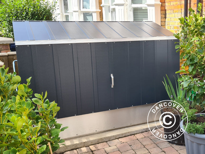 Sykkelskur med rampe, Protect-a-Cycle, Trimetals, 1,96x0,89x1,33m, 1,74m², Antrasitt