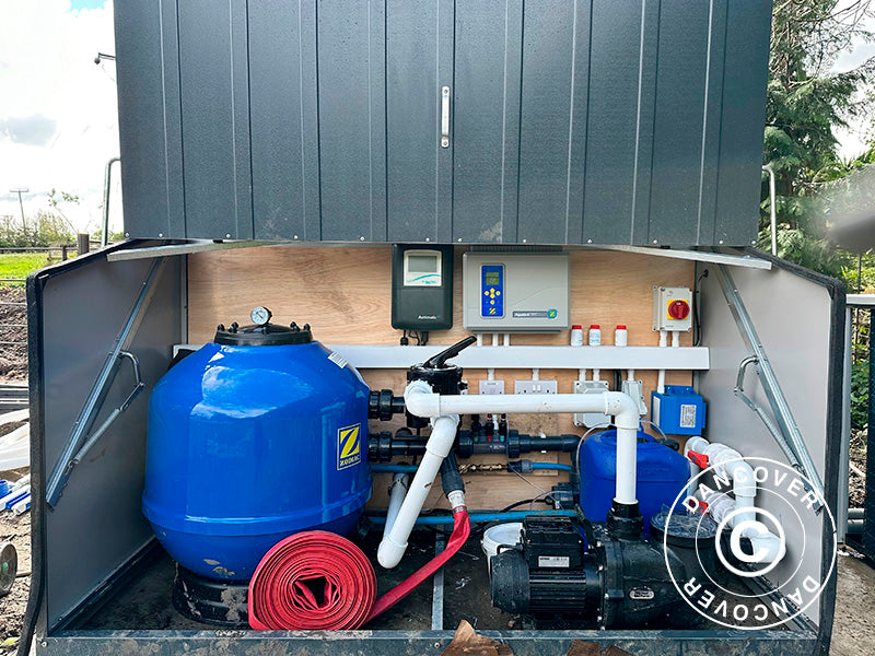 Sykkelskur med rampe, Protect-a-Cycle, Trimetals, 1,96x0,89x1,33m, 1,74m², Antrasitt