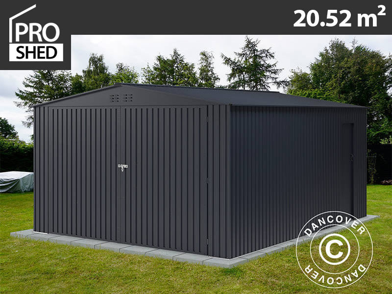 Metall garasje 3,8x5,4x2,32m, 20,52m², ProShed®, Antrasitt