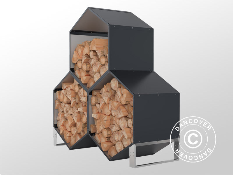 Vedskjul, høybed med stativ, 1,60x0,60x1,62m, ProShed®, Antrasitt