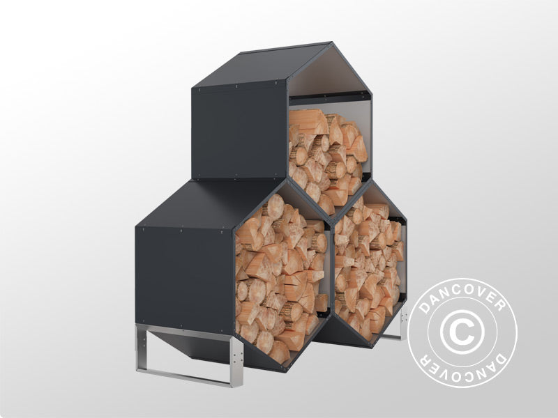 Vedskjul, høybed med stativ, 1,60x0,60x1,62m, ProShed®, Antrasitt