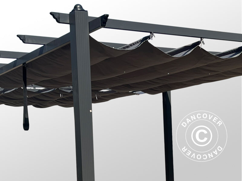 Pergola paviljong Santa Cruz, 3x6m, Svart/Grå