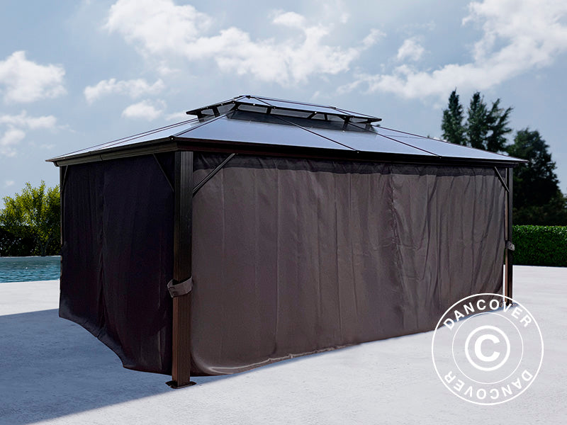 Paviljong Santa Ana m/gardiner og myggnetting, 3,65x4,85m, Svart