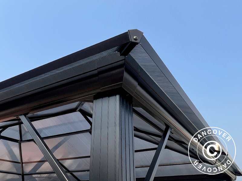 Paviljong Santa Ana m/gardiner og myggnetting, 3,65x4,85m, Svart