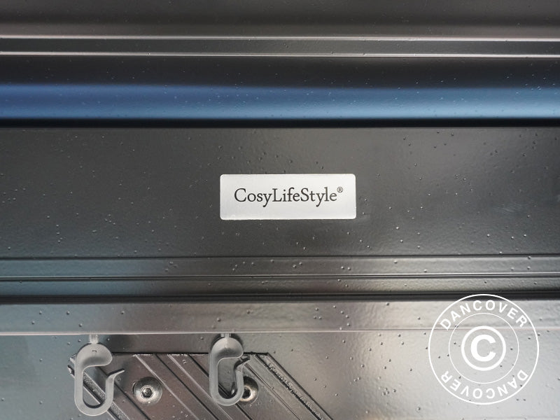 Paviljong San Bruno m/gardiner og myggnetting, 3x3m, Svart