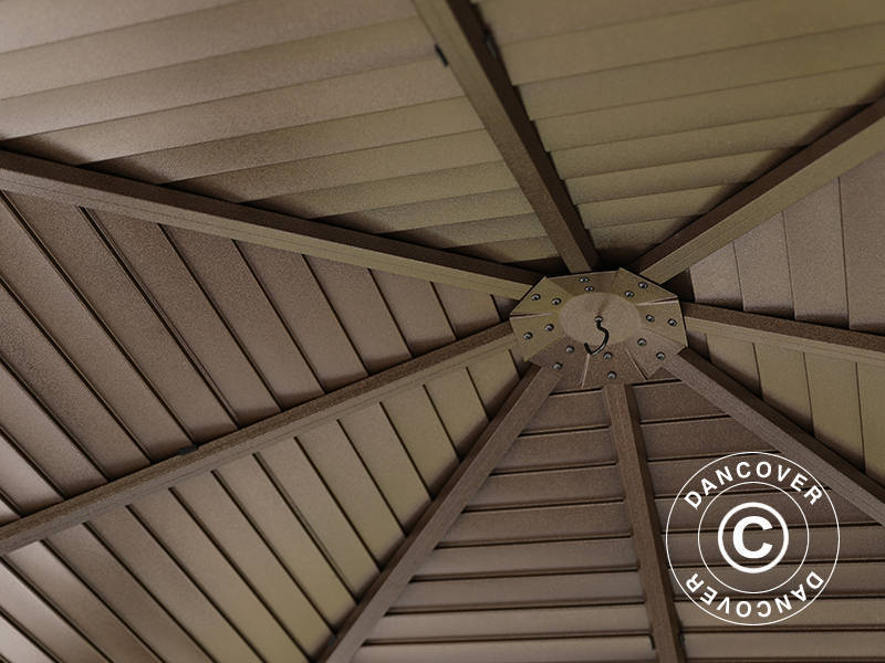 Paviljong San Luis m/gardiner og myggnetting, 3x3m, Brun