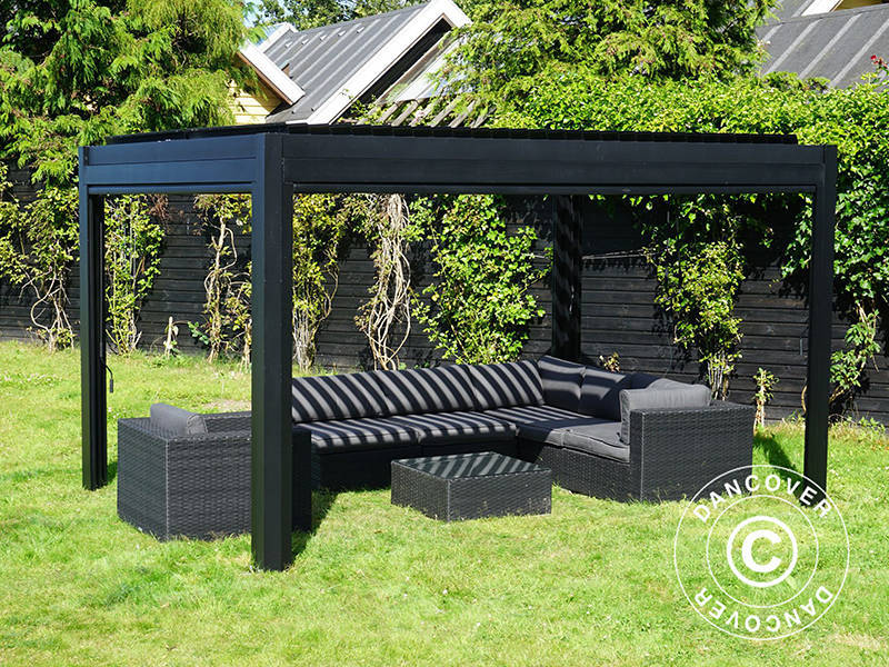 Bioklimatisk pergola paviljong San Pablo Alu+, 3x4m, svart