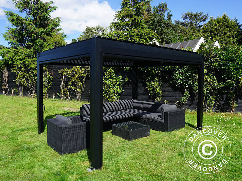 Bioklimatisk pergola paviljong San Pablo Alu+, 3x4m, svart