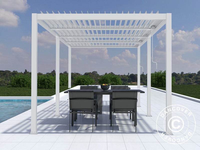 Bioklimatisk pergola paviljong San Pablo Alu+, 3x5,8m, Hvit