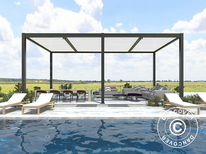 Bioklimatisk pergola paviljong San Pablo Alu+, 3x5,8m, Svart/Hvit