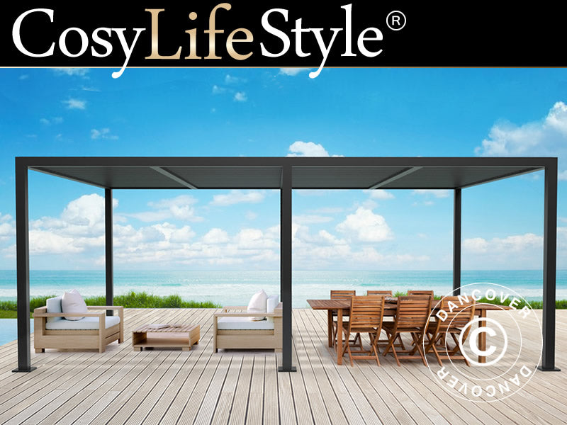 Bioklimatisk pergola paviljong San Pablo Alu+, 4x5,8m, Svart