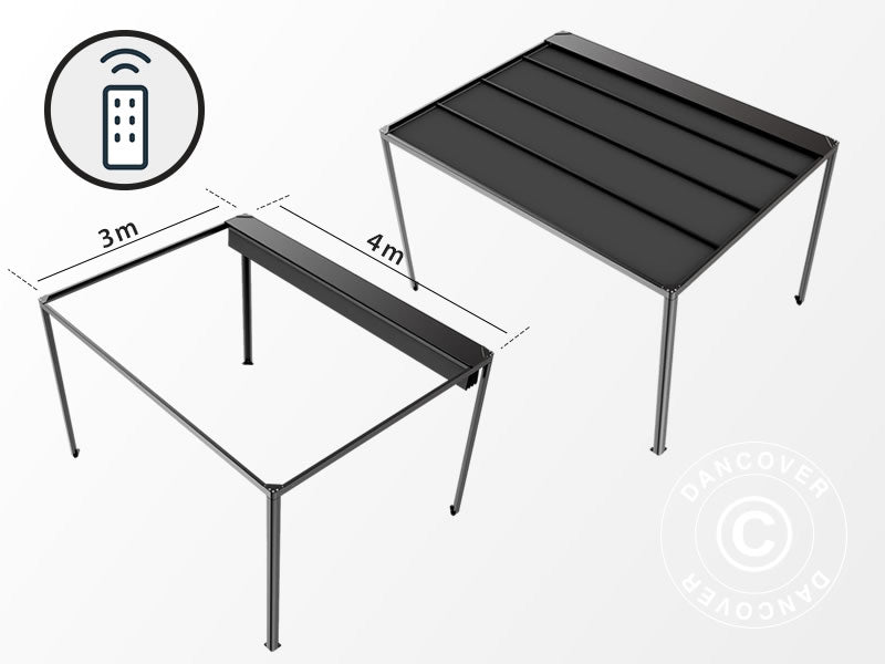 Pergola paviljong San Fernando, 4x3m, Svart/Mørkegrå