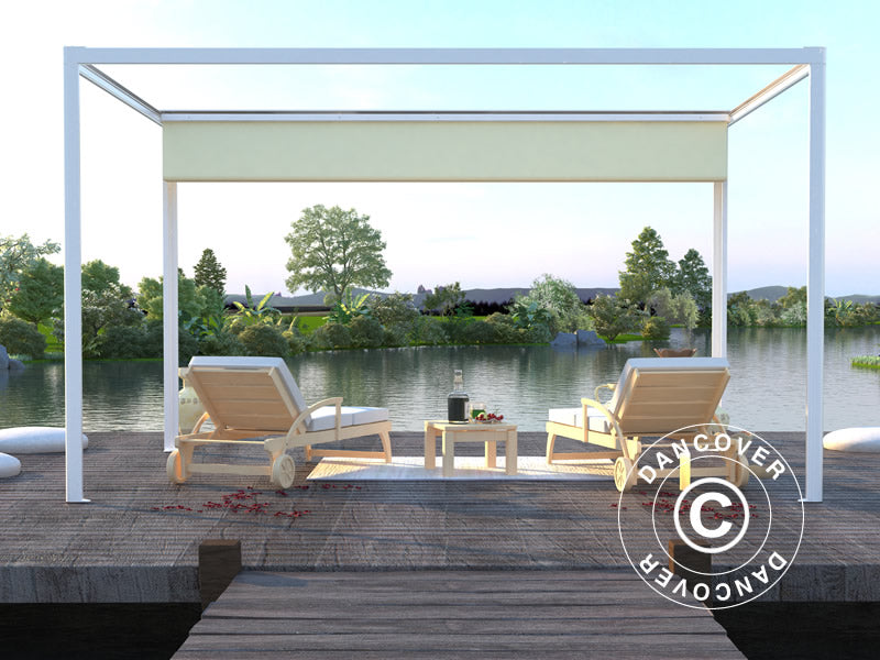 Pergola paviljong San Fernando, 3x3m, Hvit/Beige