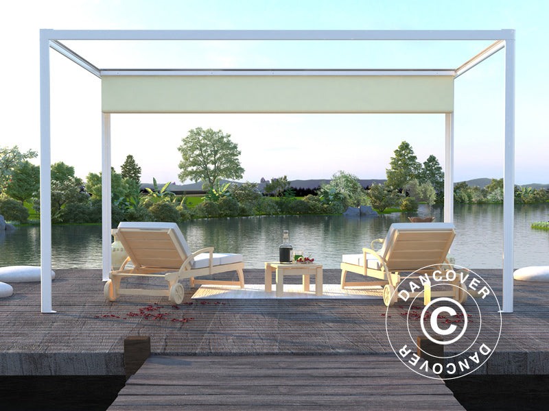 Pergola paviljong San Fernando, 4x3m, Hvit/Beige