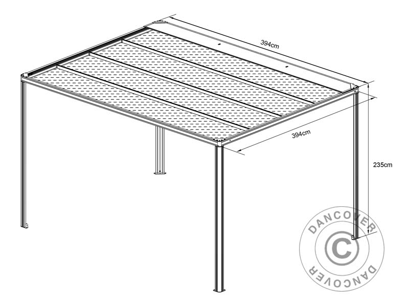 Pergola paviljong San Fernando, 4x4m, Hvit/Beige