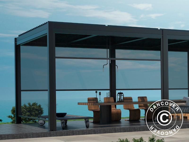 Bioklimatisk paviljong San Pablo Alu+, 3x5,8m med 6 elektriske sidevegger, Svart