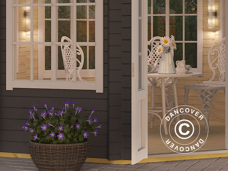 Paviljong i tre Lorraine, åttekantet 3,47x3,47x3,45m, 44mm, Mørkegrå