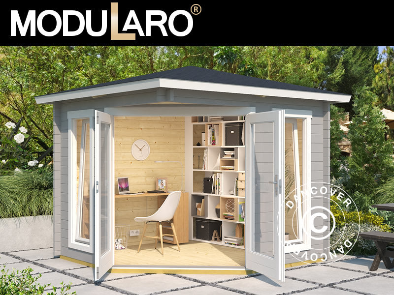 Paviljong i tre Brittany, 2,4x2,4x2,41m, 40mm, Lysegrå