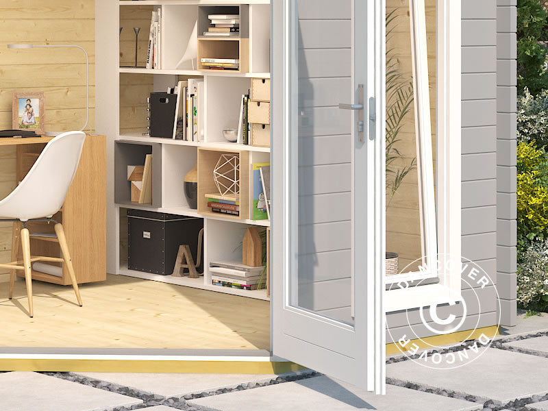 Paviljong i tre Brittany, 2,4x2,4x2,41m, 40mm, Lysegrå