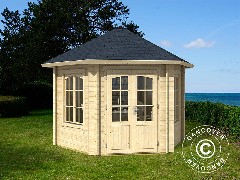 Paviljong i tre Provence, sekskantet 3,5x3,03x3,18m, 44mm, Naturlig