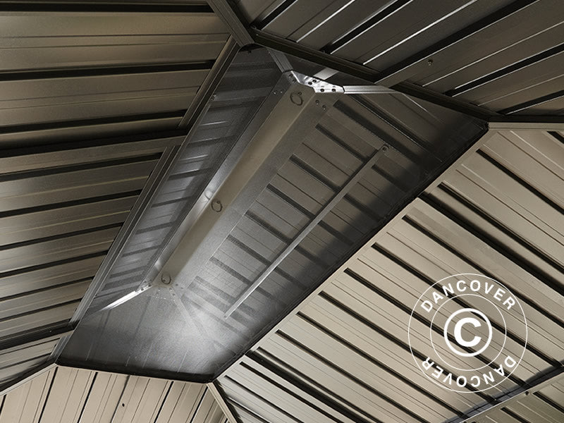 Paviljong Messina m/gardiner og myggnetting, 4,23x2,98x2,92m, 12,6m², Antrasitt