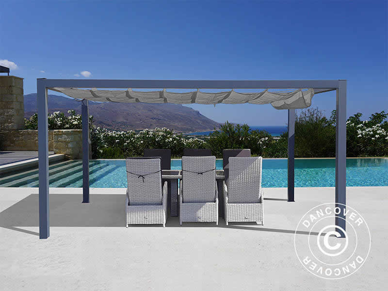 Pergola paviljong 3,19x4,19m, Antrasitt/Antrasitt