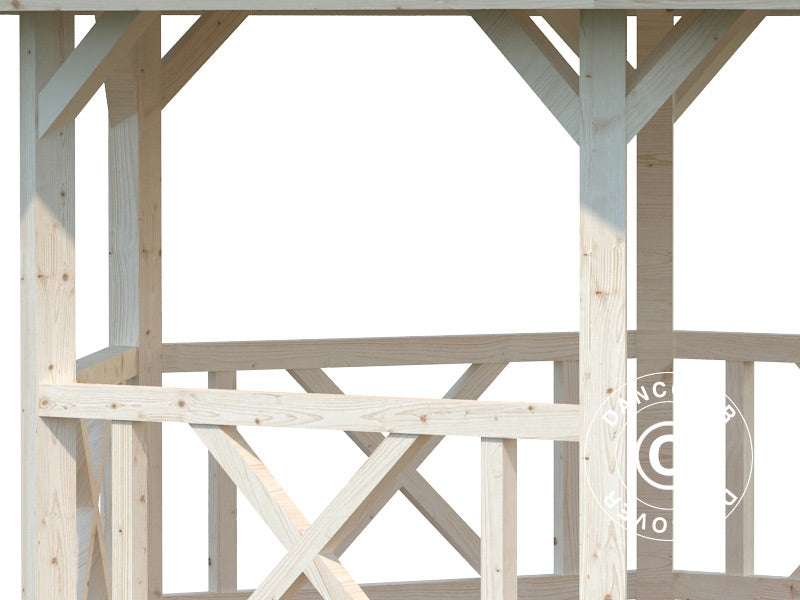 Paviljong i tre m/tregulv, 3,37x3,37x3,13m, 9,9m², Naturlig