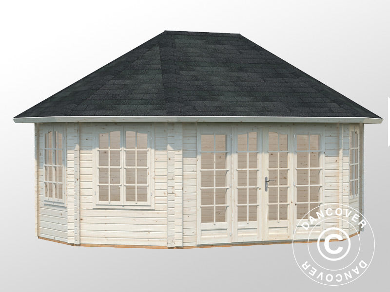 Paviljong i tre m/gulv, 5,71x4,21x3,71m, 20,3m², Naturlig