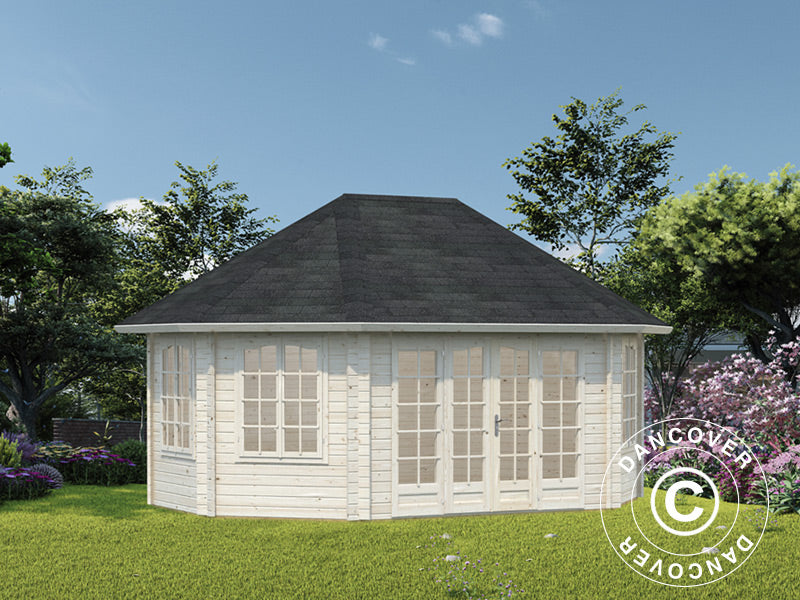 Paviljong i tre m/gulv, 5,71x4,21x3,71m, 20,3m², Naturlig