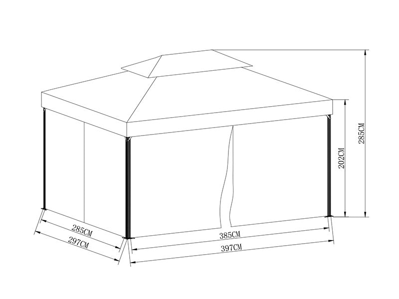 Paviljong Osiris 3x4m, Grå