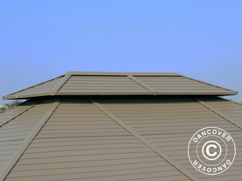 Paviljong San Bruno m/sidevegger av polykarbonat, 3,6x5m, Messing