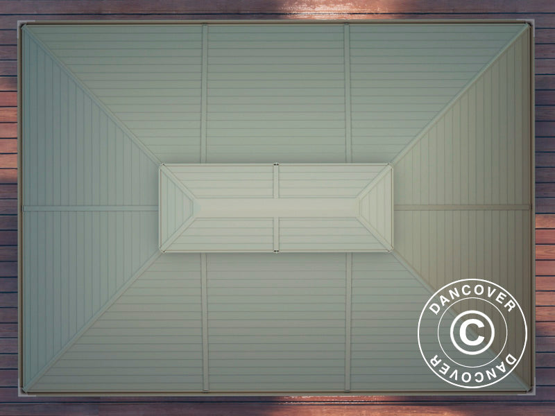 Paviljong San Bruno m/sidevegger av polykarbonat, 3,6x5m, Messing