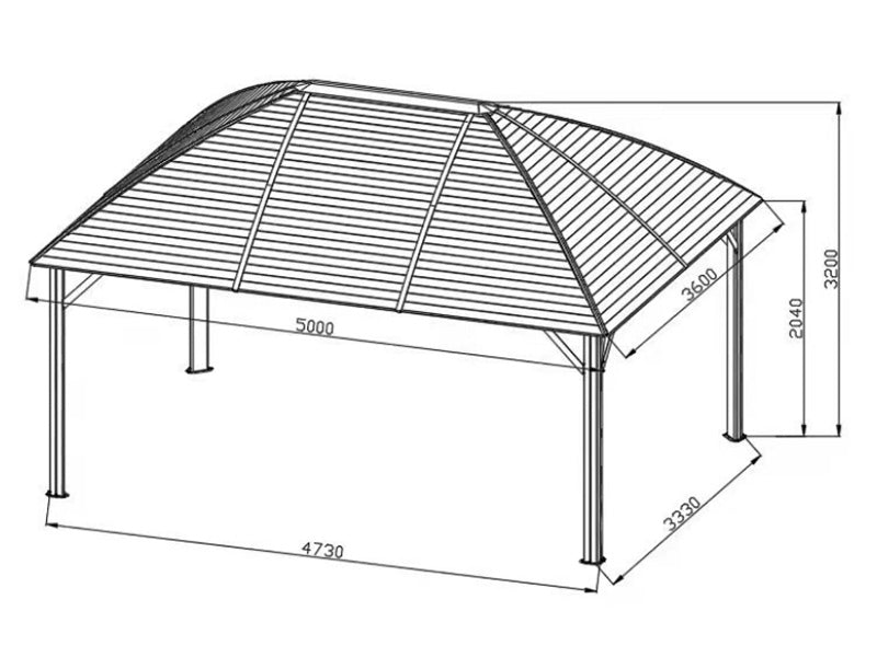 Paviljong San Jose m/gardiner og myggnett, 3,6x5m, Messing/Beige