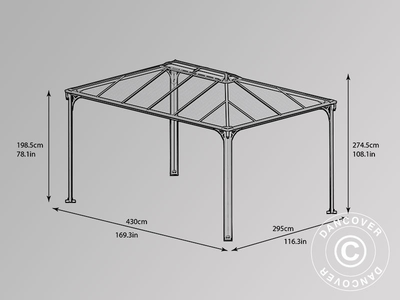 Paviljong Martinique, Palram/Canopia, 2,96x4,3m, Antrasitt