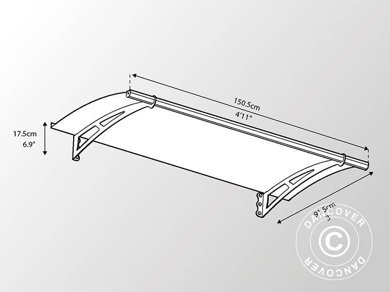 Dør baldakin Aquila, Palram/Canopia, 0,915x1,505m, Mørk grå/Transparent