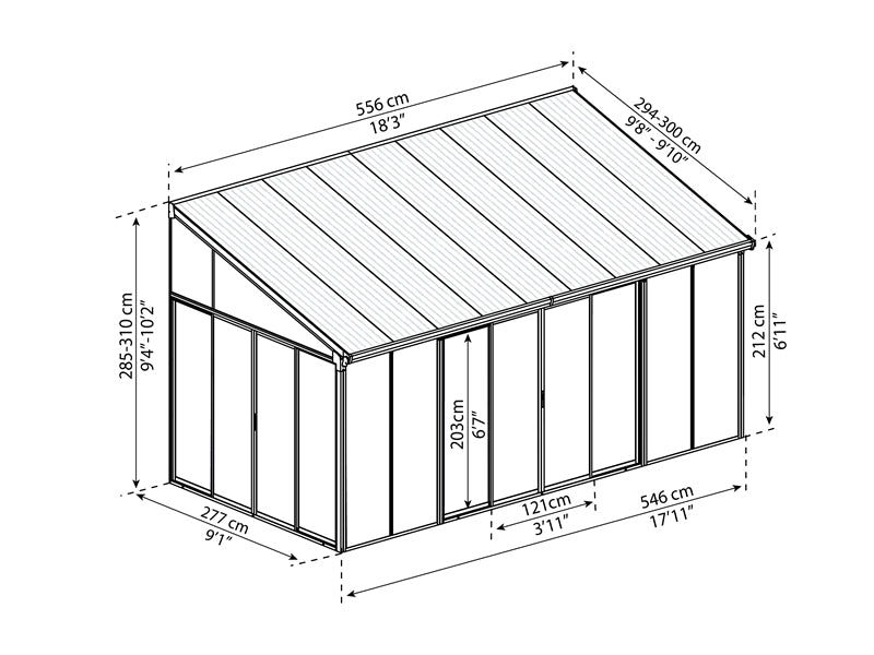Vinterhage SanRemo, Palram/Canopia, 3x5,46m, Antrasitt